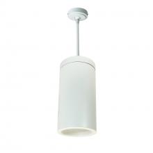 Nora NYLS3-6P1L230NC12WWW - 6" Sapphire III Pendant Mount White Cylinder, Matte Powder White Reflector/Matte Powder White