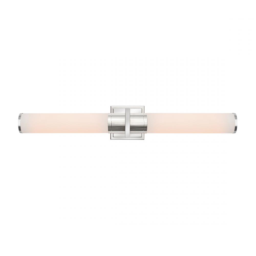 Positano - 2-Light Bathroom Vanity Light - White Glass/Polished Nickel
