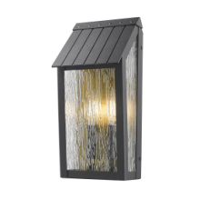 Artcraft AC8057BK - Point 3 Light Outdoor Wall Sconced, Black and Brass