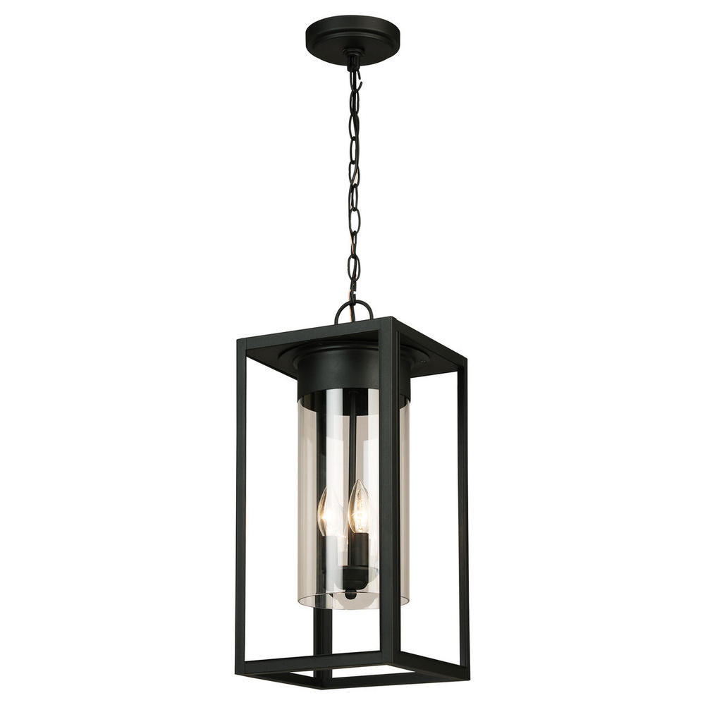 3 LT Outdoor Pendant w/ Matte Black Finish & Clear Glass Shade