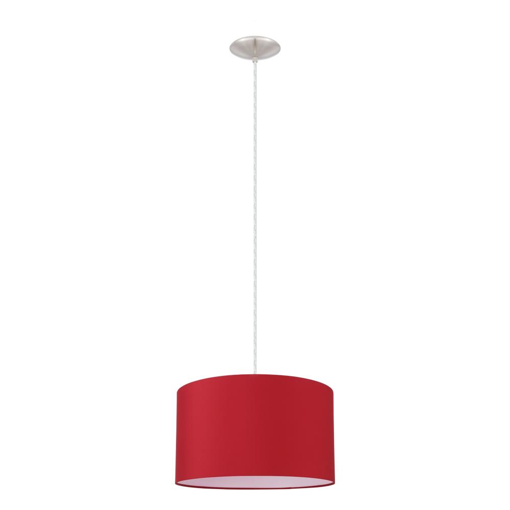 1 LT Pendant w/ Matte Nickel Finish & Marsala Red Fabric Shade