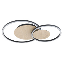 Eglo 205747A - 2 LT Integrated LED Ceiling Light w/ Black & Veneer Oak Finish