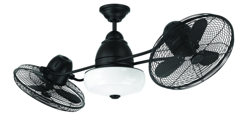 48" Dual Head Ceiling Fan w/Blades & Light Kit, Damp Rated