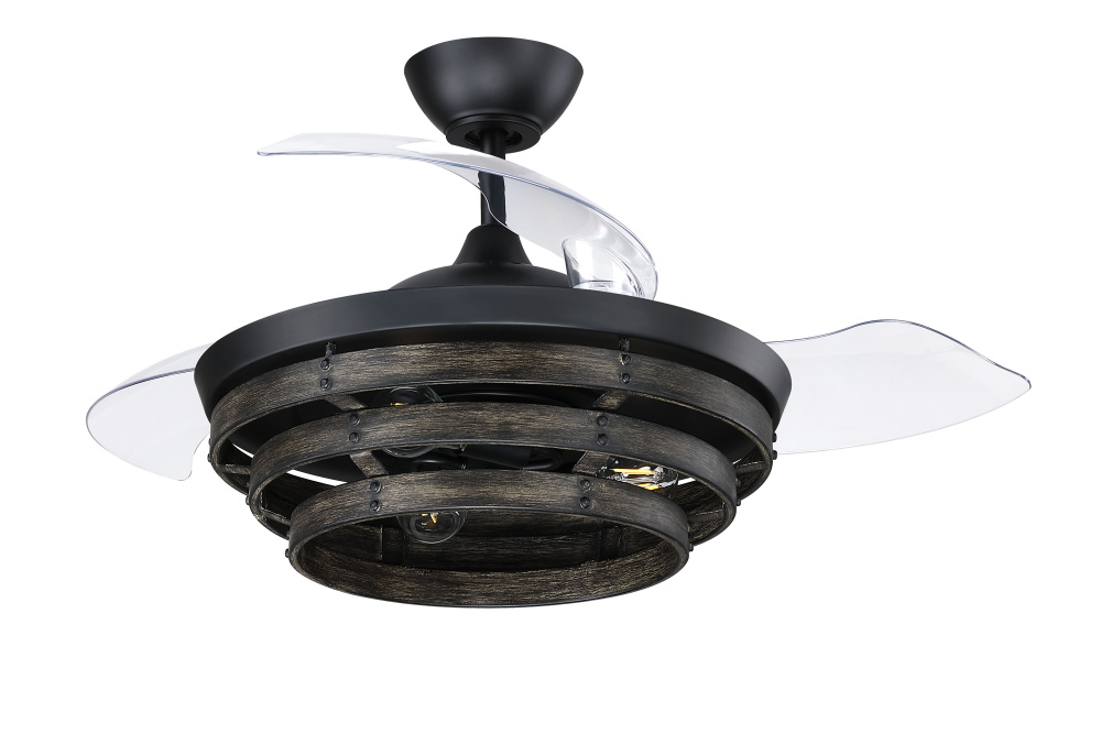 42" Hidden Blade Ceiling Fan w/Clear Acrylic Blades, Wi-Fi & Light Kit
