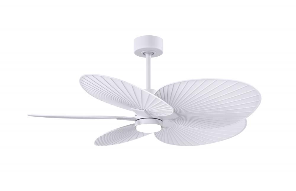Alessandra Tropical 5-blade ceiling fan in Matte White and Matte White blades.