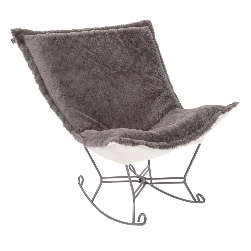 Scroll Puff Rocker Angora Stone